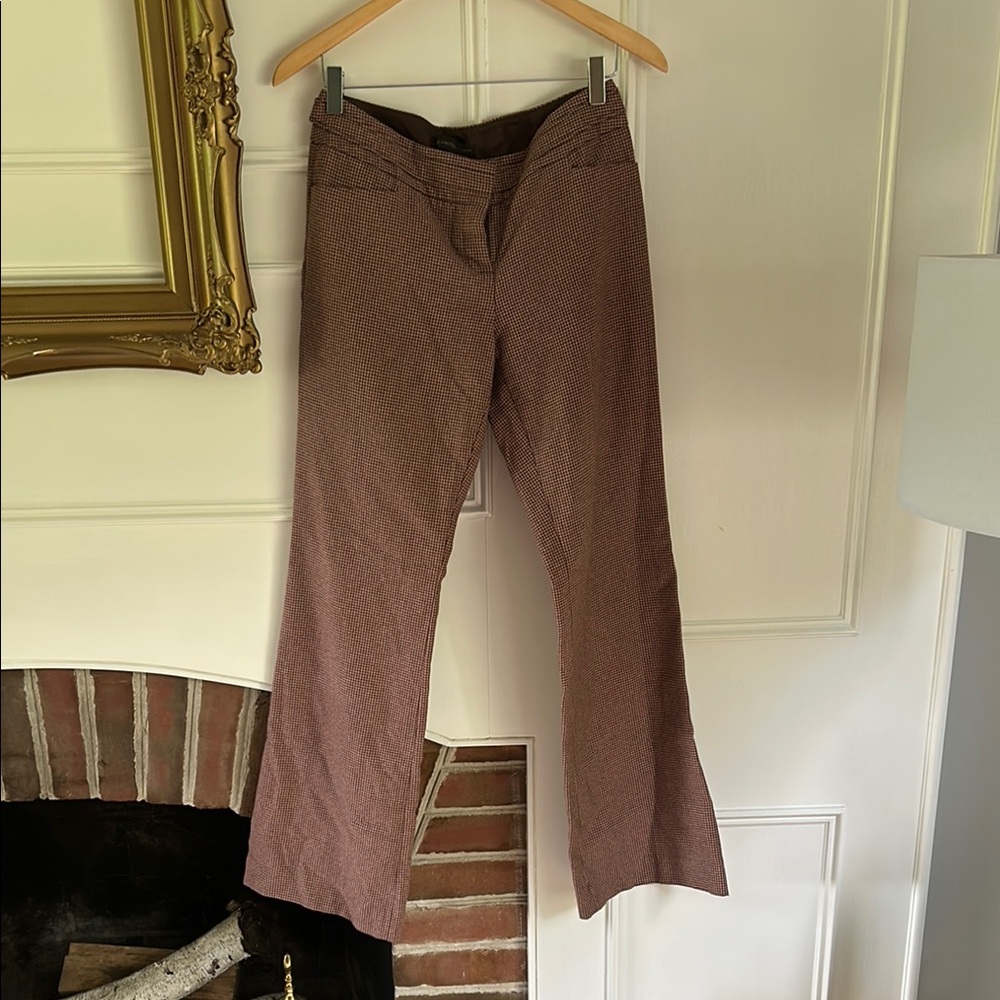 Brown & Pink Houndstooth Flare Pants